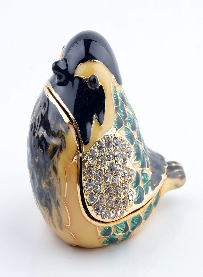 SEVENBEES Hand Painted Robin Bird Trinket Box Hinged Jewelry Box with Crystals, Rings Earrings Necklace Storage, Home Decor Crafts, Unique Animal Figurine Collectible Gift - Image 4